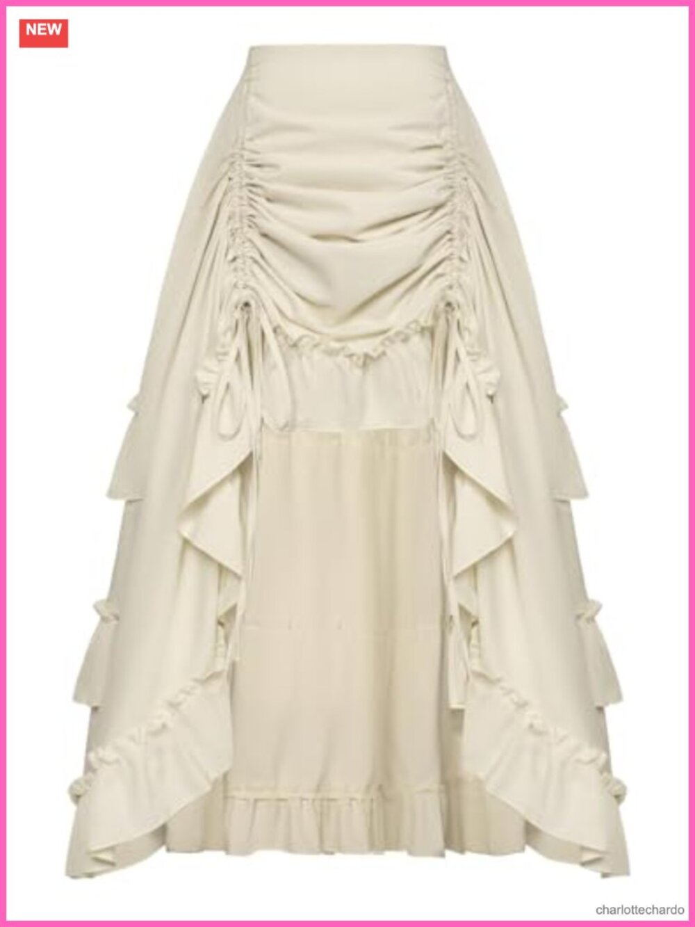 Women's Gothic Pirate Skirt High-Low 2-Way Ruffle Maxi Skirt